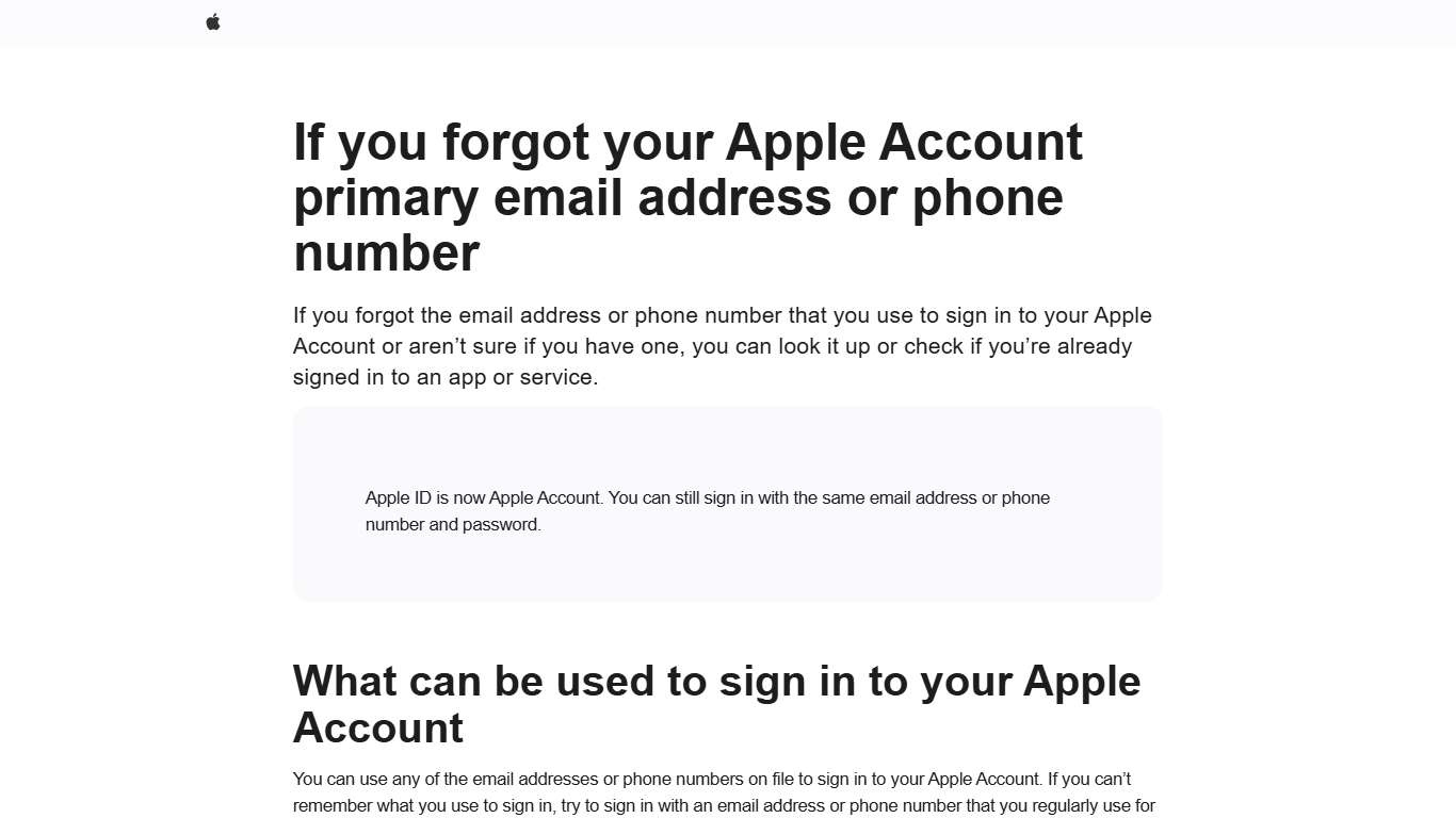If you forgot your Apple Account primary email address or phone number - Apple Support